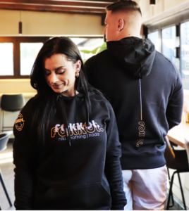 fOKKOL Unisex Hoodie Swart Peach Sky