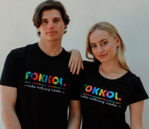 fOKKOL Unisex Black Rainbow T-Shirt