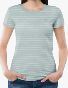 Boerboel Ladies Premium Cotton T-Shirt Striped Green & Stone