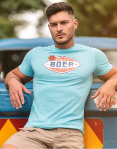 Men's Premium Cotton T-Shirt Printed Light Blue "Boer"