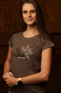 Bosbul's Bosbok Brown Melange Tee with White Flowers Print