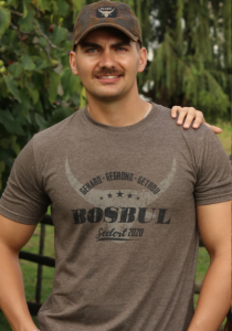 Bosbul Brown Melange T-Shirt with Back Bull Print