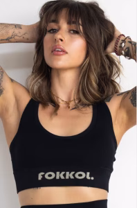 fOKKOL Ribbed Seamless Sports Bra;  Midnight Black