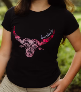 Bosbok Black with Pink Bull Print T-Shirt
